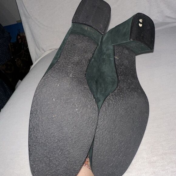 GRUPPO ITALIANO Green Suede Leather Block Heel Dress Shoes Size 9.5 - Picture 9 of 10